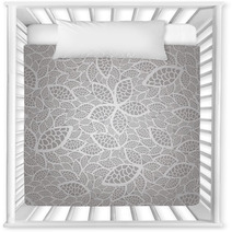 Seamless Silver Lace Leaves Wallpaper Pattern Nursery Decor 48410675