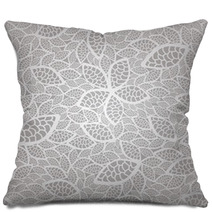 Seamless Silver Lace Leaves Wallpaper Pattern Pillows 48410675