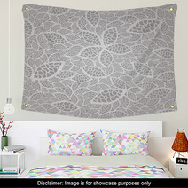 Seamless Silver Lace Leaves Wallpaper Pattern Wall Art 48410675