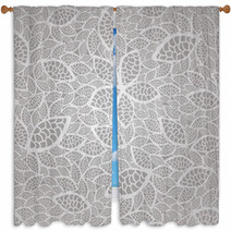 Seamless Silver Lace Leaves Wallpaper Pattern Window Curtains 48410675