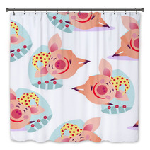 Seamless Sleeping Pig Pattern Bath Decor 224433221