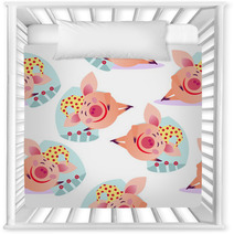 Seamless Sleeping Pig Pattern Nursery Decor 224433221