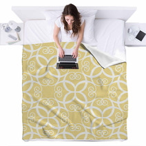 Seamless Symmetric White And Yellow Pattern Blankets 65411970