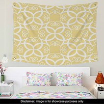 Seamless Symmetric White And Yellow Pattern Wall Art 65411970