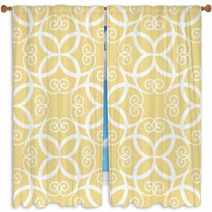 Seamless Symmetric White And Yellow Pattern Window Curtains 65411970
