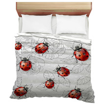 Seamless Texture With Flowers, Leaves And Ladybugs Bedding 64170777