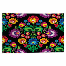 Seamless Traditional Floral Polish Pattern On Black Rugs 64138015