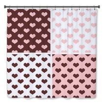 Seamless Vector Pink White Brown Hearts Background Bath Decor 62462616