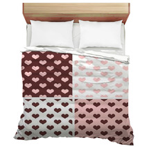 Seamless Vector Pink White Brown Hearts Background Bedding 62462616