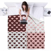 Seamless Vector Pink White Brown Hearts Background Blankets 62462616