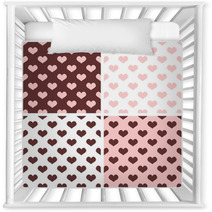 Seamless Vector Pink White Brown Hearts Background Nursery Decor 62462616
