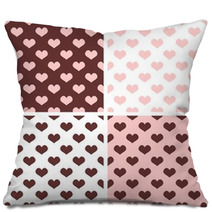 Seamless Vector Pink White Brown Hearts Background Pillows 62462616