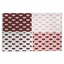 Seamless Vector Pink White Brown Hearts Background Rugs 62462616