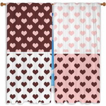 Seamless Vector Pink White Brown Hearts Background Window Curtains 62462616