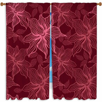 Seamless Vector Texture With Flowers Window Curtains 39959573