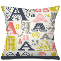 Seamless Vintage Pattern Letter A In Retro Colors Pillows 80825324