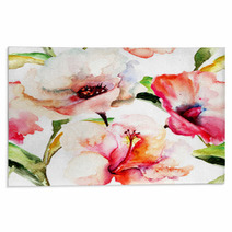Seamless Wallpaper With Lily Flowers Rugs 59282670