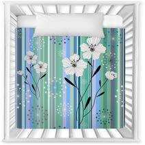 Seamless White-blue Floral Striped Pattern Nursery Decor 26294186