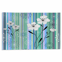 Seamless White-blue Floral Striped Pattern Rugs 26294186