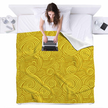 Seamless Yellow Swirls Blankets 58537646