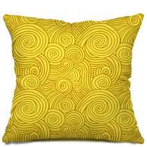 Seamless Yellow Swirls Pillows 58537646