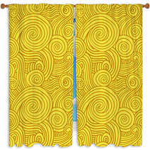 Seamless Yellow Swirls Window Curtains 58537646