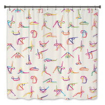Seamless Yoga Stickman Doodles Bath Decor 197203454