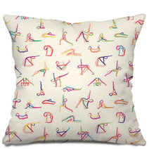 Seamless Yoga Stickman Doodles Pillows 197203454