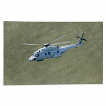 Search And Rescue Helicopter Over Water Rugs 90896972