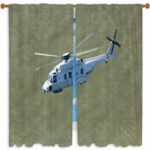 Search And Rescue Helicopter Over Water Window Curtains 90896972
