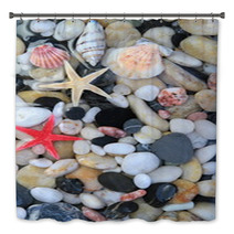 Seashell, Starfish And Colorful Pebble Stones Bath Decor 54641541