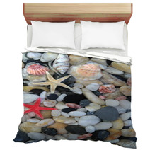 Seashell, Starfish And Colorful Pebble Stones Bedding 54641541
