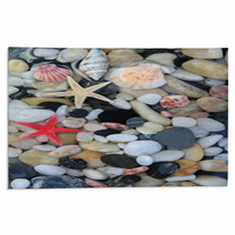 Seashell, Starfish And Colorful Pebble Stones Rugs 54641541