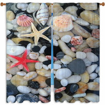 Seashell, Starfish And Colorful Pebble Stones Window Curtains 54641541