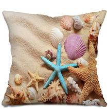 Seashells On A Summer Beach Pillows 111597897