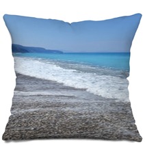 Seashore Waves On Sand Beautiful Background Pillows 68418231