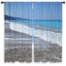 Seashore Waves On Sand Beautiful Background Window Curtains 68418231
