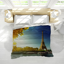 Seine In Paris With Eiffel Tower In Autumn Season Bedding 68288311