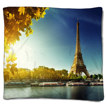 Seine In Paris With Eiffel Tower In Autumn Season Blankets 68288311