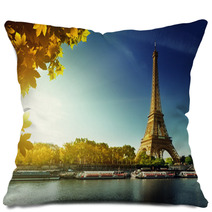 Seine In Paris With Eiffel Tower In Autumn Season Pillows 68288311