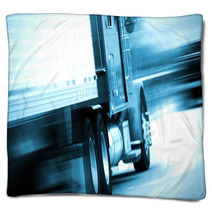 Semi Truck In Motion Blankets 47783412