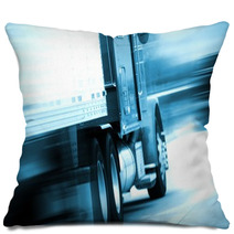 Semi Truck In Motion Pillows 47783412