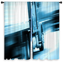 Semi Truck In Motion Window Curtains 47783412