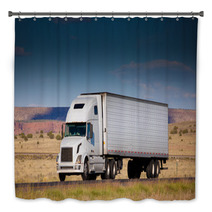 Semi-truck On The Road In The Desert Bath Decor 52457044