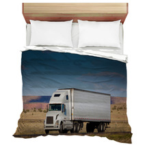 Semi-truck On The Road In The Desert Bedding 52457044