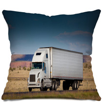 Semi-truck On The Road In The Desert Pillows 52457044