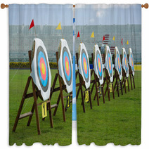 Series Of Archery Clear Targets In Green Field Window Curtains 65527435