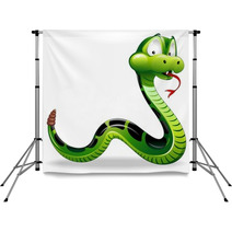 Serpente Cartoon-Green Snake Cartoon-Vector Backdrops 32016344