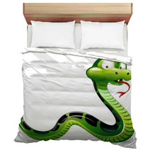 Serpente Cartoon-Green Snake Cartoon-Vector Bedding 32016344