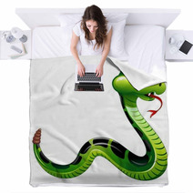Serpente Cartoon-Green Snake Cartoon-Vector Blankets 32016344